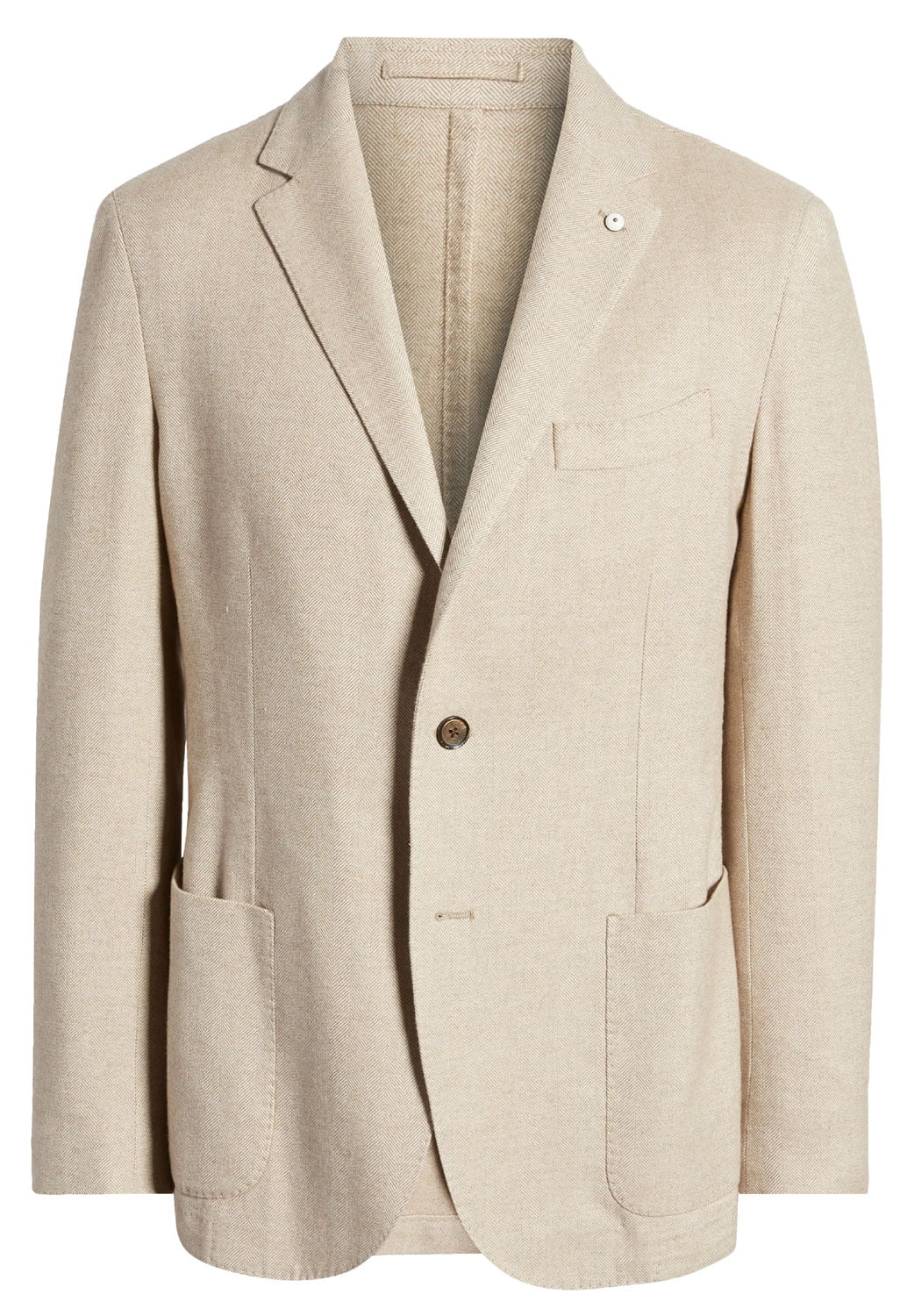 L.B.M.  Mens Cotton Herringbone Sport Coat  Regular Natural