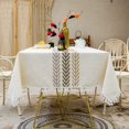 thumbnail image 5 of Deep Dream Tablecloths, Embroidery Leaf Table Cloth Cotton Linens Wrinkle Free Table Cover Decoration for Kitchen Dinning Party (Rectangle/Oblong, 55 x 140 Inch, 12-14 Seats, Beige, Wine Leaf), 5 of 5