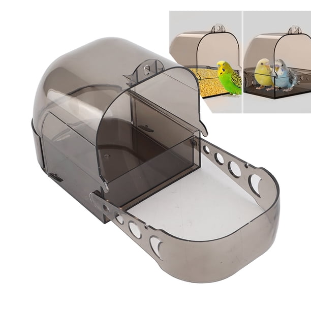 Caja De Alimentación Multifunción Para Actividades, Jaula Para Pájaros, Accesorio Para Bañera Colgante, Plástico Grueso, Color Gris Y Negro, Colgante