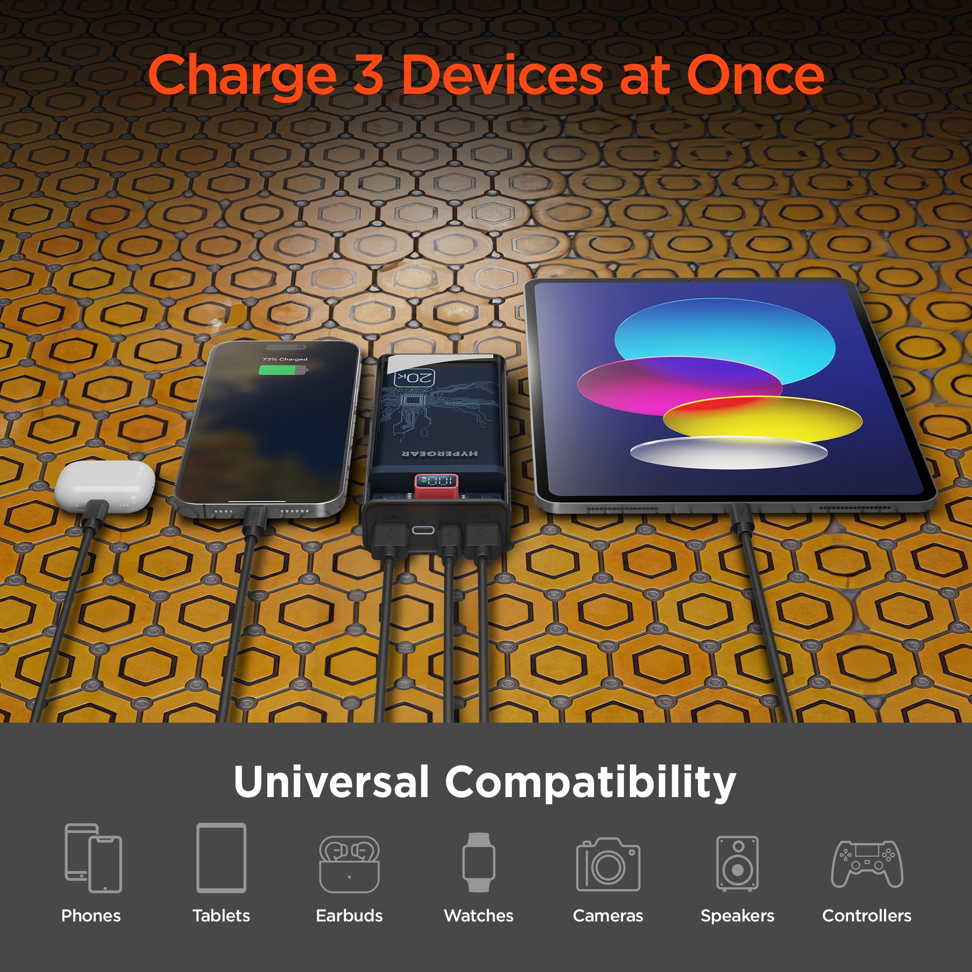 Hypergear 20000mAh USB Power Bank Transparent Black