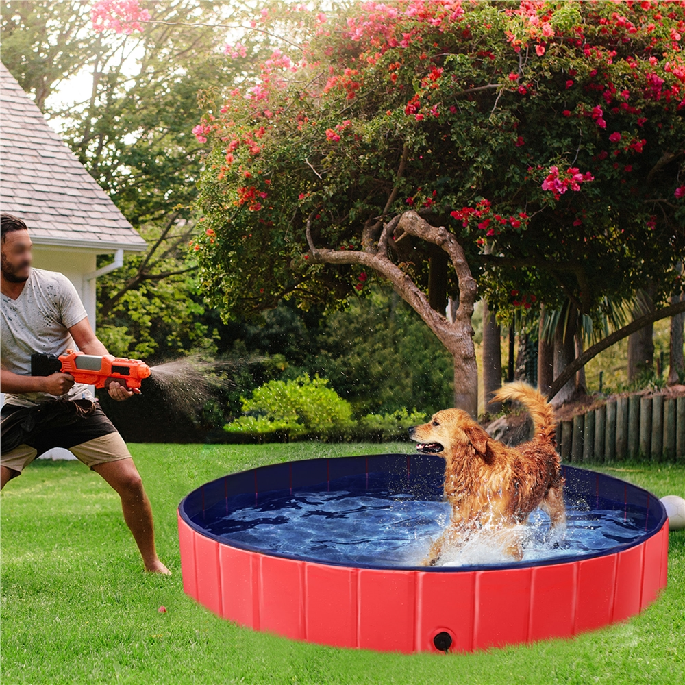 Easyfashion Foldable Pet Swimming Pool Wash Tub for Cats and Dogs, Red, XX-Large, 63" - image 4 of 9