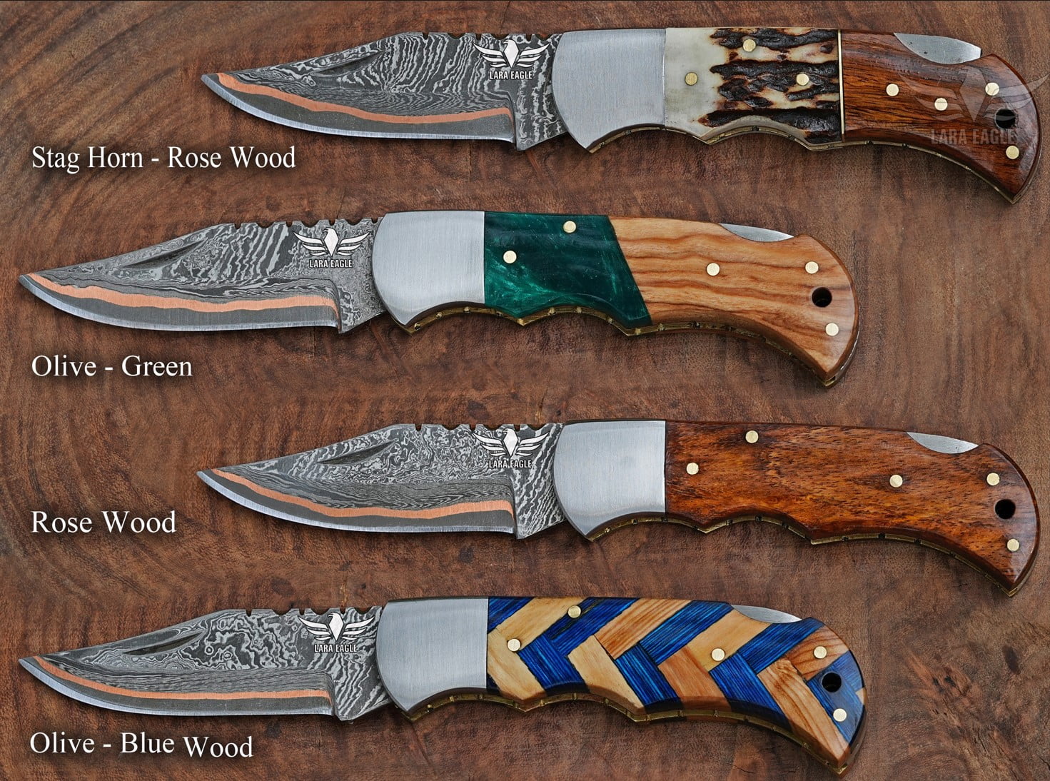 Personalized Handmade Copper Damascus Folding Knife for Men- Copper Anniversary Pocket Knife - Groomsman Gift Knife- Outdoor, Camping, Hunting & Survival Gift for Him