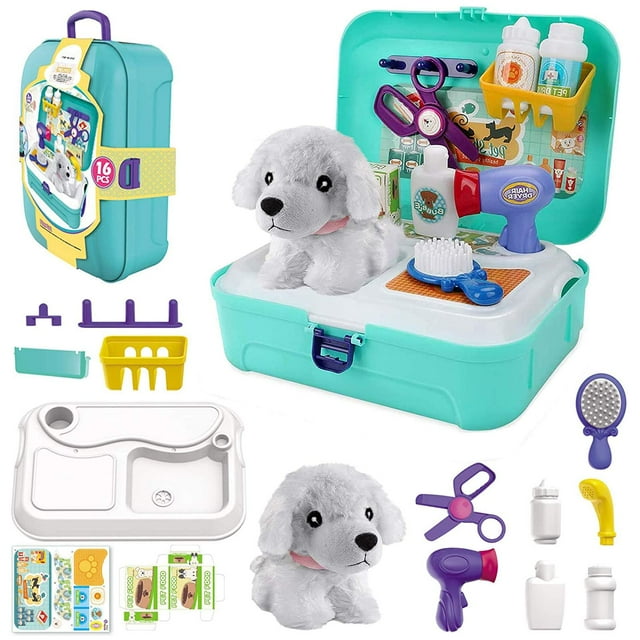 Set de juegos para mascotas TEUVO Doctor Kit para niños con 16 piezas de 3 a 7 años
