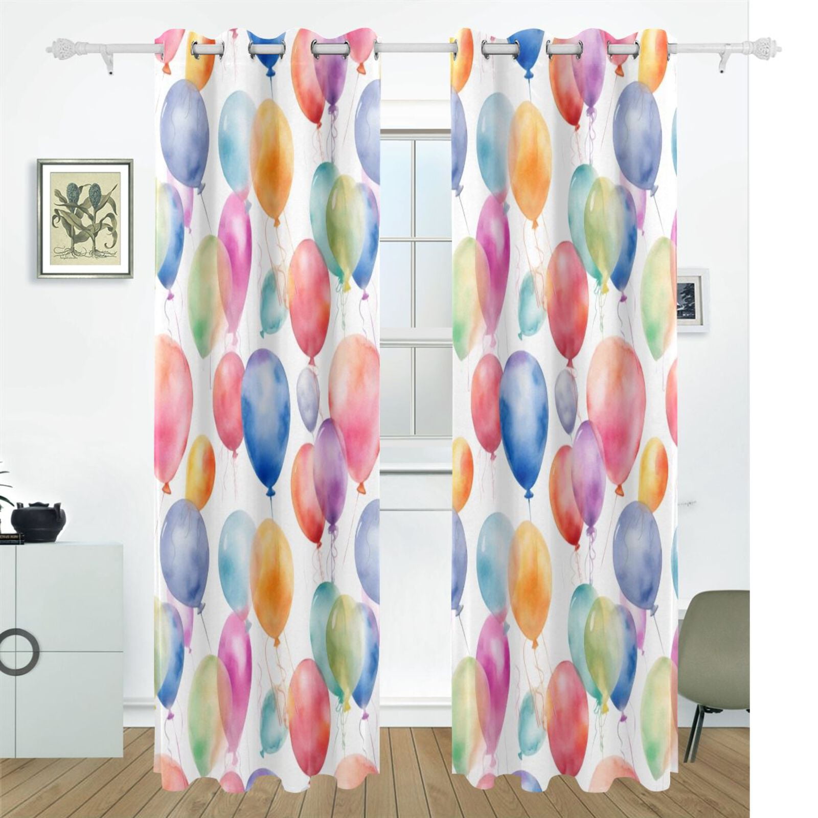 Balloons Black Out Curtains 84 Inch Length Curtains for Sliding Glass Doors Bedroom Living Room 2 Pack