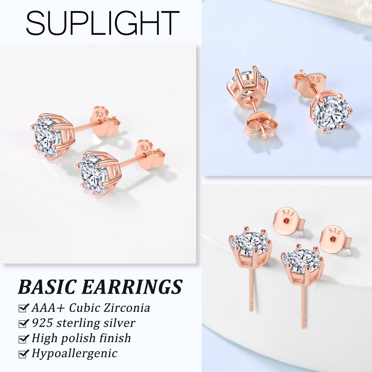 Suplight 925 Sterling Silver Black Cubic Zirconia Studs photo 4