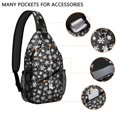 thumbnail image 2 of Sling Backpack,Black Christmas Snowflake Pattern Sling Bag with Water Bottle Holder,Waterproof Sling Bag for Men/Women with Headphone Jack for Hiking,Travel, 2 of 6
