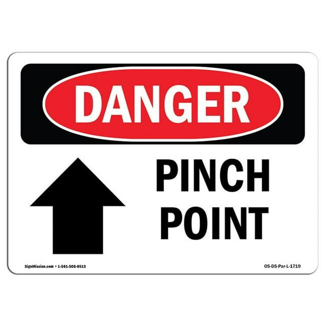SignMission OS-DS-A-1218-L-1719 12 x 18 in. OSHA Danger Sign - Pinch Point