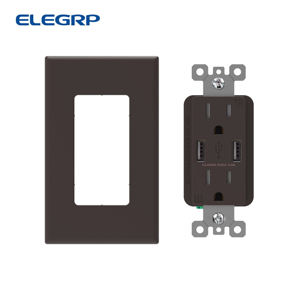 USB Outlets Receptacles, 20W 4.0 Amp USB Wall Outlet, 15 Amp Tamper-Resistant Electrical Outlet with Type A port, UL Listed, Wall Plate Included