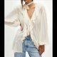 thumbnail image 5 of Cárdigan de Encaje con Volantes y Cuello en V para Mujer, Estilo Francés, con Bufanda, para y Verano Marfil M, 5 of 8