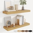 thumbnail image 2 of Floating Shelves for Wall, Wall Mounted Wood Floating Shelf with Invisible Brackets for Living Room, Bathroom, Bedroom, Kitchen Storage and Decor, 24 Inch Set of 2, Black, 2 of 8