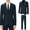Navy, variant on Men's Suit Slim Fit 2 Piece Suits for Men, Two Button Blazer Jacket Pants Set with Tie for Wedding Business Dinner