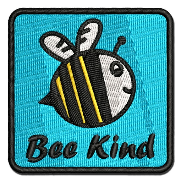 Be Kind Bumble Bee Kindness Applique Multi-Color Embroidered Iron-On Patch - 2.5 Inch Small