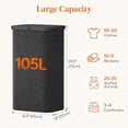 thumbnail image 3 of 105L Large Laundry Basket with Lid, Laundry Hamper with Plastic Handles and Removable Bag, Foldable Tall Dirty Clothes Hampers for Laundry for Laundry Room, Bedroom, Bathroom, Dorm, Dark Gray, 3 of 8
