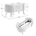 thumbnail image 6 of Storage Ottoman Bench,Upholstered Ottoman Bench End of Bed Bench with Gold Metal Legs,Long Sofa Bench Large Storage Footstool Entryway Bench,Tufted Table Dining Stool for Living Room Bedroom,Sage, 6 of 7