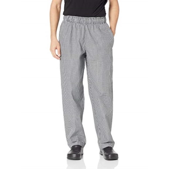 Chef Works Chef Pants, Checkered Baggy Pants for Men with Elastic Waistband and Pockets, Medium