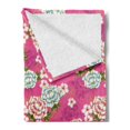thumbnail image 2 of Traditional Soft Flannel Fleece Blanket, Vivid Botanical Pattern from Taiwan Hakka Culture with Peony and Hibiscus, Cozy Plush for Indoor and Outdoor Use, 50" x 70", Pink Blue Green, by Ambesonne, 2 of 5