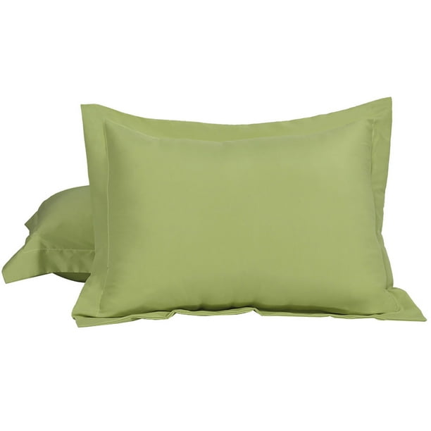 Unique Bargains Solid Color Microfiber Pillow Shams Set of 2 Sage Green