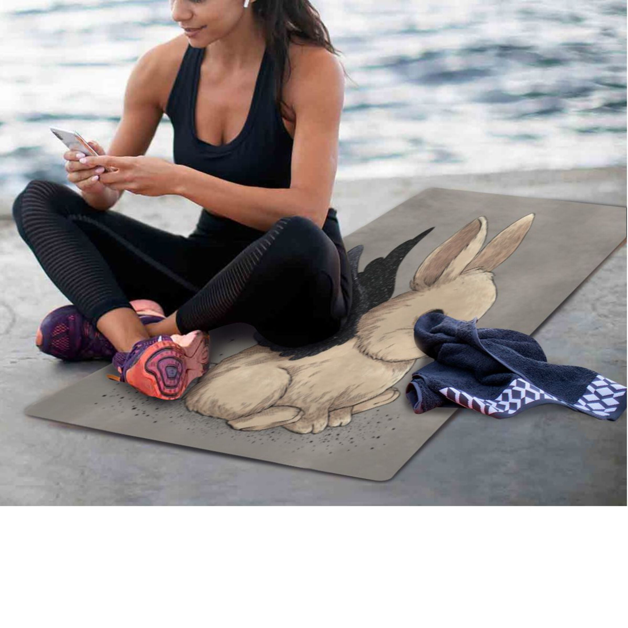 BZSMCE Yoga Mat Women Fitness Mat Star - Winged Bunny Pattern