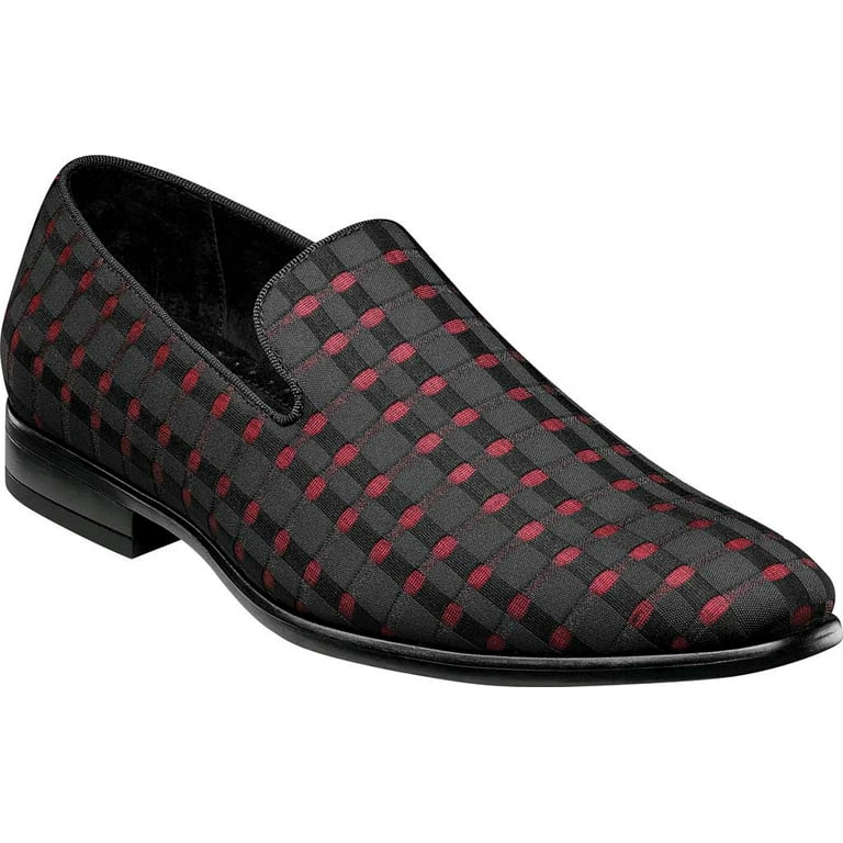 Men s Stacy Adams Stiles Checkered Loafer Black Red Checkered Textile 11.5 M Walmart