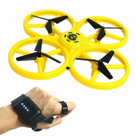 Emovendo RC Mini Drone for Teens, Four Axis Micro Quadcopter with Watch Sensor Controller, Gesture Remote Controlled, LED Lighting for 14+