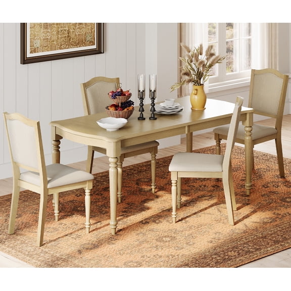 5 Piece Dining Table Set - Includes One Dining Table, 4 Wood Dining Chairs, Farmhouse Dining Set, Oak