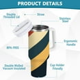 thumbnail image 2 of Yayeee 40oz Stainless Steel Tumbler with Straw and Handle Double-Wall Insulated Travel Water Bottle, Beige Stripes, 2 of 8