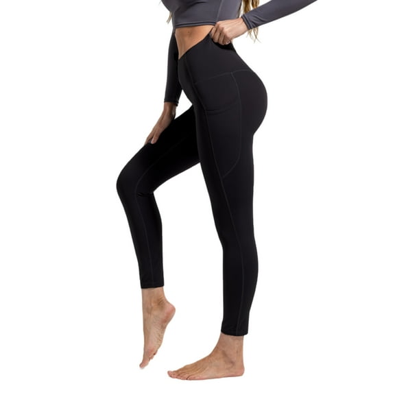 YUSHOW Women's High Waist Yoga Leggings with Pockets Tummy Control Workout Tights Size M