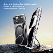 ShellTech For Apple iPhone 15 Pro Max Magnetic Ring Kickstand Hybrid Case, Lightweight PC+TPU Shockproof Anti-Scratch Non-Slip Back Cover with Wireless Charging and Anti-Fingerprint,Silver