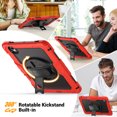 thumbnail image 3 of Case for Samsung Galaxy Tab S11 Ultra 2025 14.6 Inch with Screen Protector, 360 Degree Rotating Kickstand Hand Strap Heavy Duty Shockproof Cover with Shoulder Strap, Red, 3 of 7