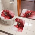 thumbnail image 4 of Red Marble Bath Mat 3 Piece Bathroom Rug Set, Modern Ombre Abstract Ink Painting Art Non Slip Bath Rug Contour Mat and Toilet Lid Cover, Absorbent Shower Mats Soft Bath Rugs and Mats Sets, 4 of 8