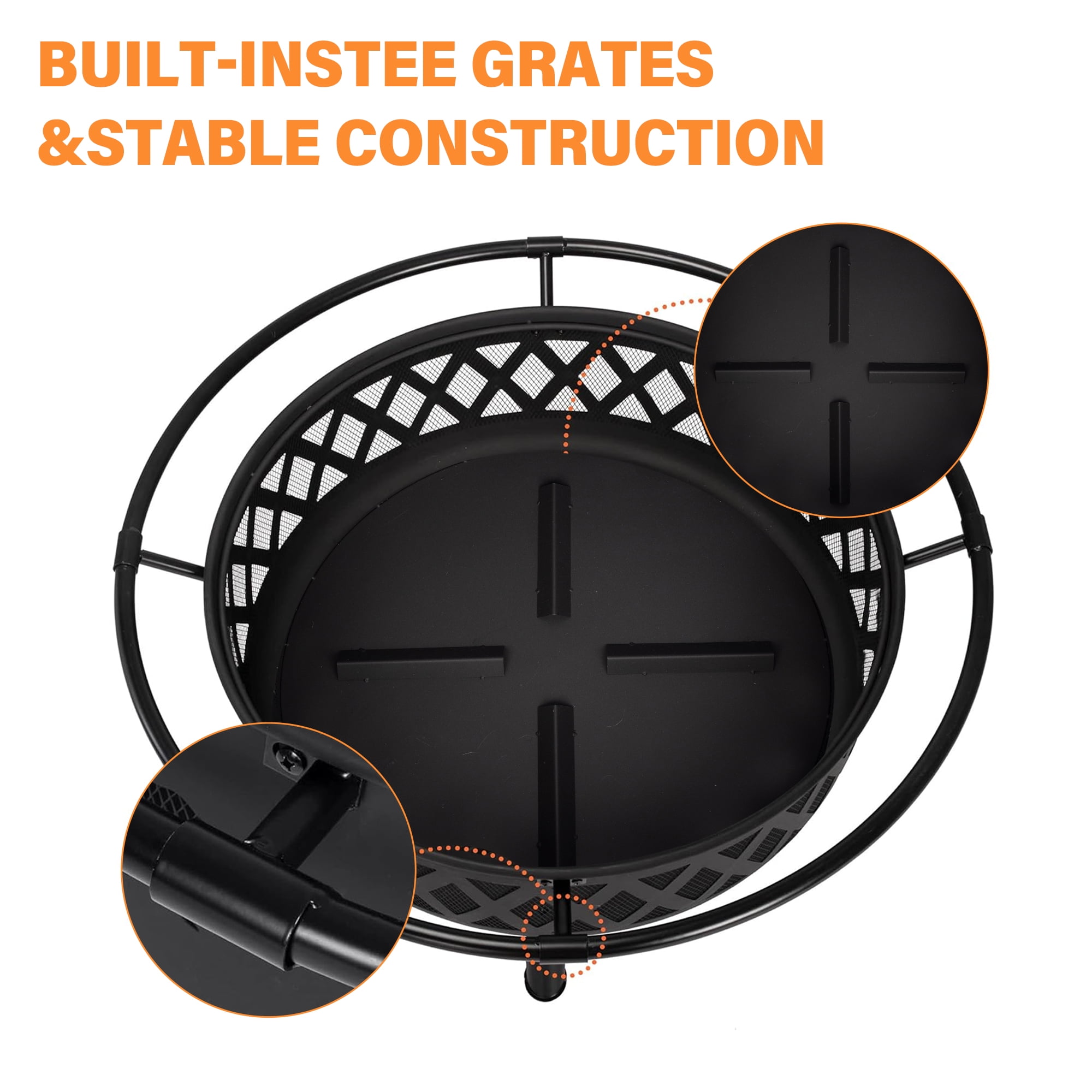Red Mountain Valley 30" Wood Burning Fire Pit with Spark Screen & Poker, Heavy-Duty Steel Outdoor Fire Pit for Backyard, Patio, Garden Bonfire & Camping