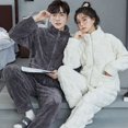 thumbnail image 1 of Pijamas de exterior para mujer, para otoño e invierno, de franela gruesa con cuello alto y cremallera, forro polar coral, para parejas, para el hogar, 1 of 6