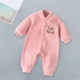 thumbnail image 5 of Odeerbi Toddler Boys Girls Clothes Baby Jumpsuit Romper Plus Velvet Fall Winter Cotton Clothes Thickened Three-piece Children's Suit Pink 2-3 Years, 5 of 6