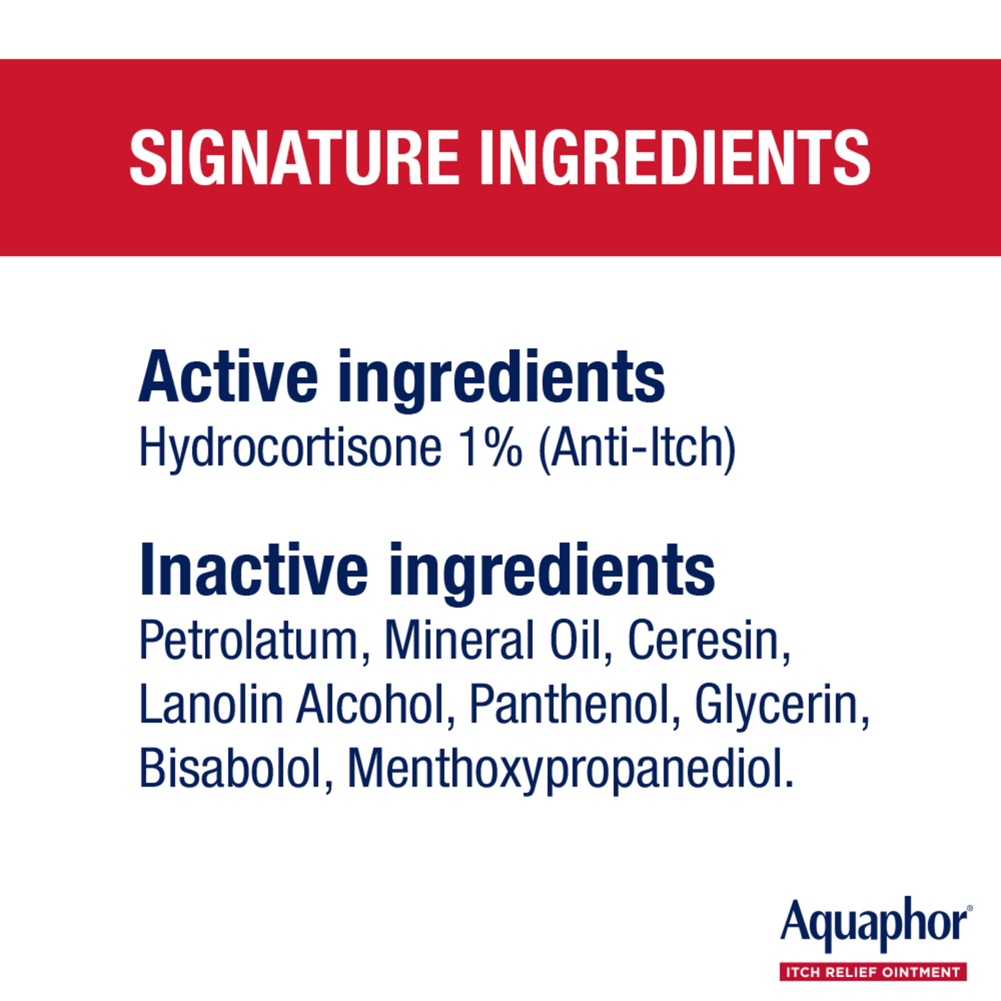 Aquaphor Itch Relief Ointment, Hydrocortisone Anti-Itch Cream, Fast-Acting, 2 oz