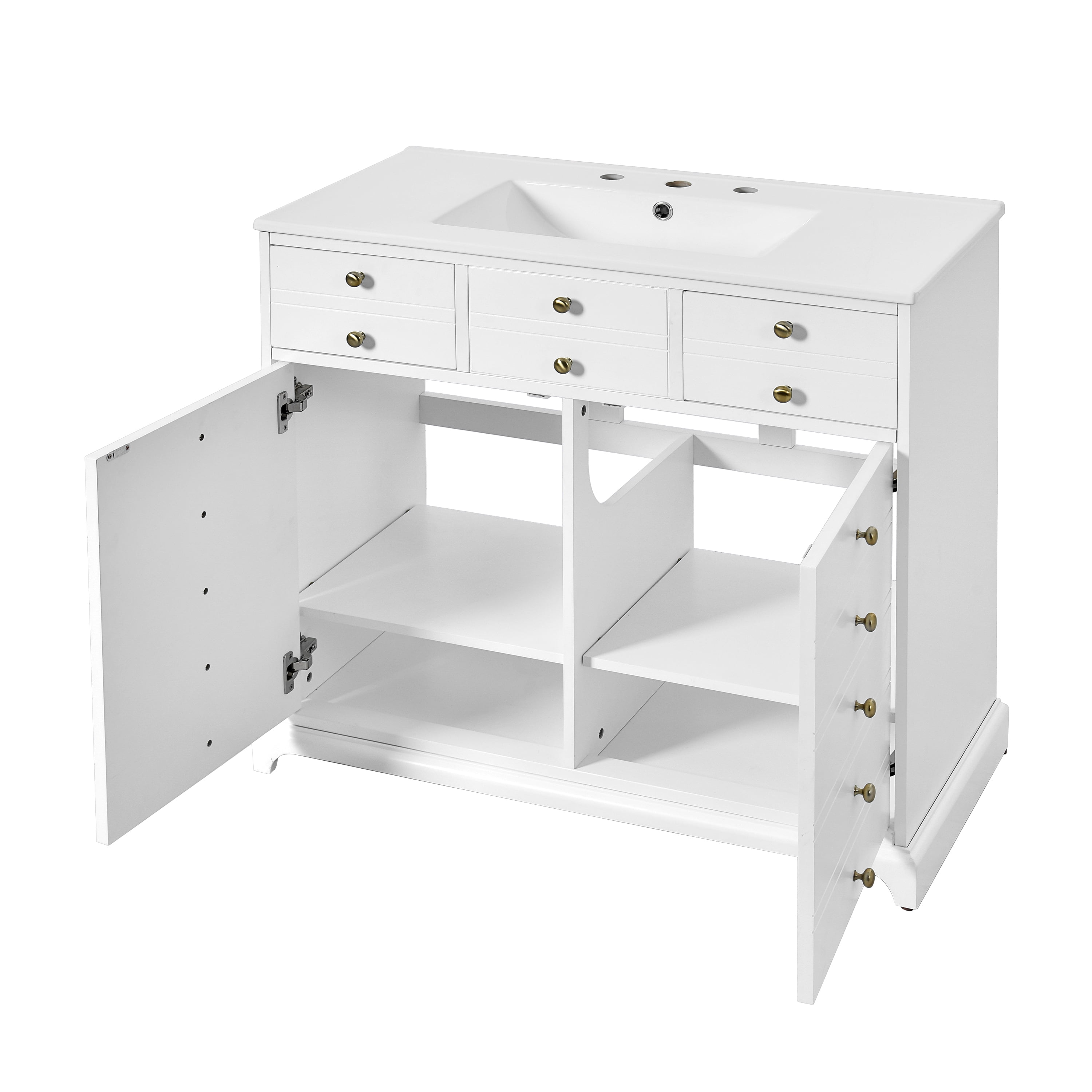 Harper & Bright Designs 36" Bathroom Vanity with Sink, Bathroom Storage Cabinet with Drawers, Single Sink Bathroom Vanity with Soft Closing Doors, White