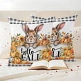 thumbnail image 3 of Thanksgiving Rabbit Outdoor Waterproof Pillow Covers, Fall Orange Pumpkins Retro Plaid Decorative Square Throw Pillowcase Sofa Cushion Sham for Patio/Couch/Chair, 24"x24" 2 Pack, 3 of 8