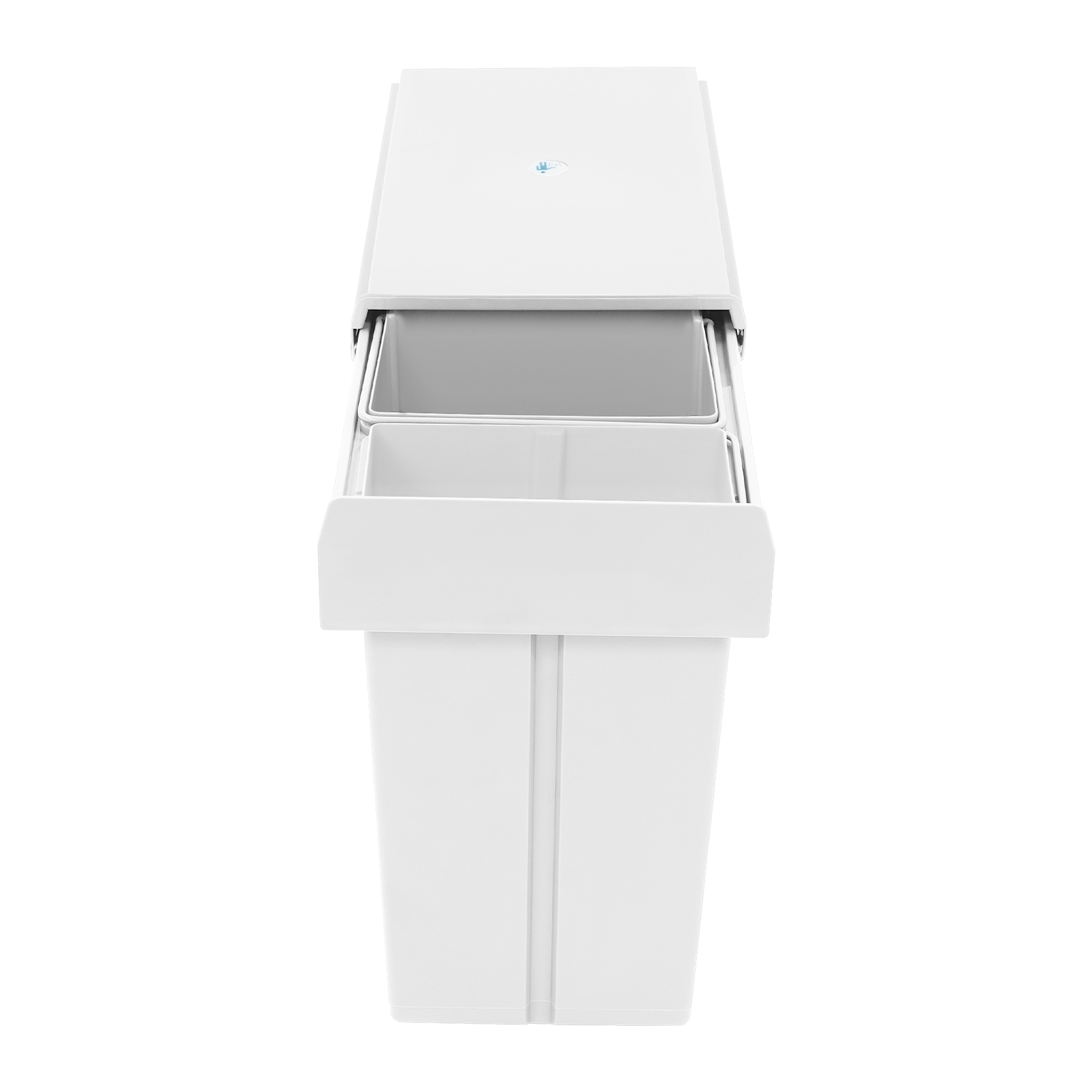 White Pull Out Trash Can Under Cabinet with Lid, 10L+20L(2.64+5.28Gal) Dual Bin Kitchen Garbage Can, Hidden Under Sink Trash Can with Ordinary Rail
