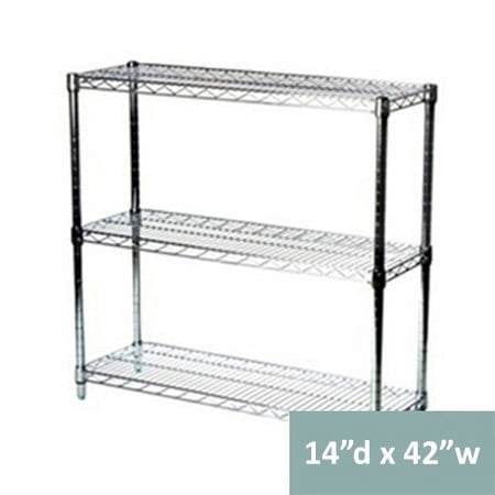 Shelving Inc. 14" d x 42" w Chrome Wire Shelving with 3 Tier Shelves, Weight Capacity 800lbs Per Shelf