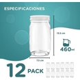 thumbnail image 3 of Paquete De 12 Mason Jars Con Capacidad 460 Ml Vidrio Tulup Versátiles, 3 of 3