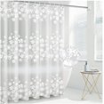 thumbnail image 2 of Rideaux de Douche Résistant aux Moisissures Rideau de Salle de Bain en Marbre Imperméable Rideau de Bain Lavable(Modèle Translucide, 180x200cm(71"x79")), 2 of 5