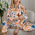 thumbnail image 6 of Logiee Cute Chickens Print Womens Pajamas Set,Long Sleeve Sleepwear,Button Down Lounge Set 2 Pieces,Soft Nightwear Pjs Set-X-Large, 6 of 7