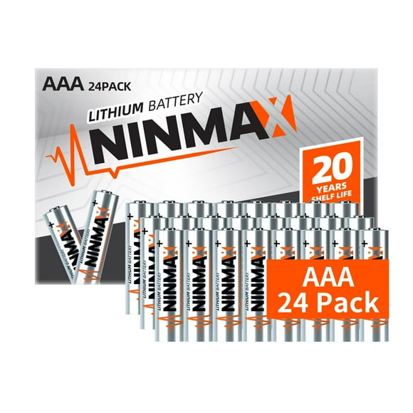 Pilas AAA NINMAX de litio 1,5 V 1350 mAh, paquete de 24