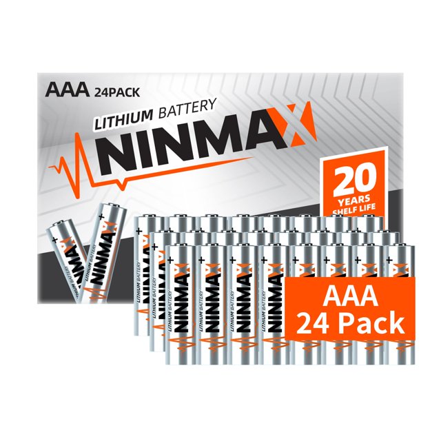 Pilas AAA NINMAX de litio 1,5 V 1350 mAh, paquete de 24