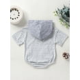 thumbnail image 4 of Wassery Baby Girls Boys Romper Tops 6 12 18 24 Months Infant Girls Summer Short Sleeve Striped Hooded Jumpsuit 0-24M, 4 of 9