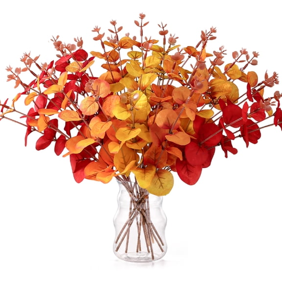 Armscye 21 Pcs Fall Eucalyptus Stems Decor, Artificial Eucalyptus Stems, Faux Eucalyptus Branches, Artificial Autumn Plants Decorations for Office and Home Artificial Plants for Floral Arrangement