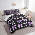 thumbnail image 3 of Feelyou Bowknot Bedding Comforter Set 7pcs, Black Purple Watercolor King Bedding Sets, 3 of 8