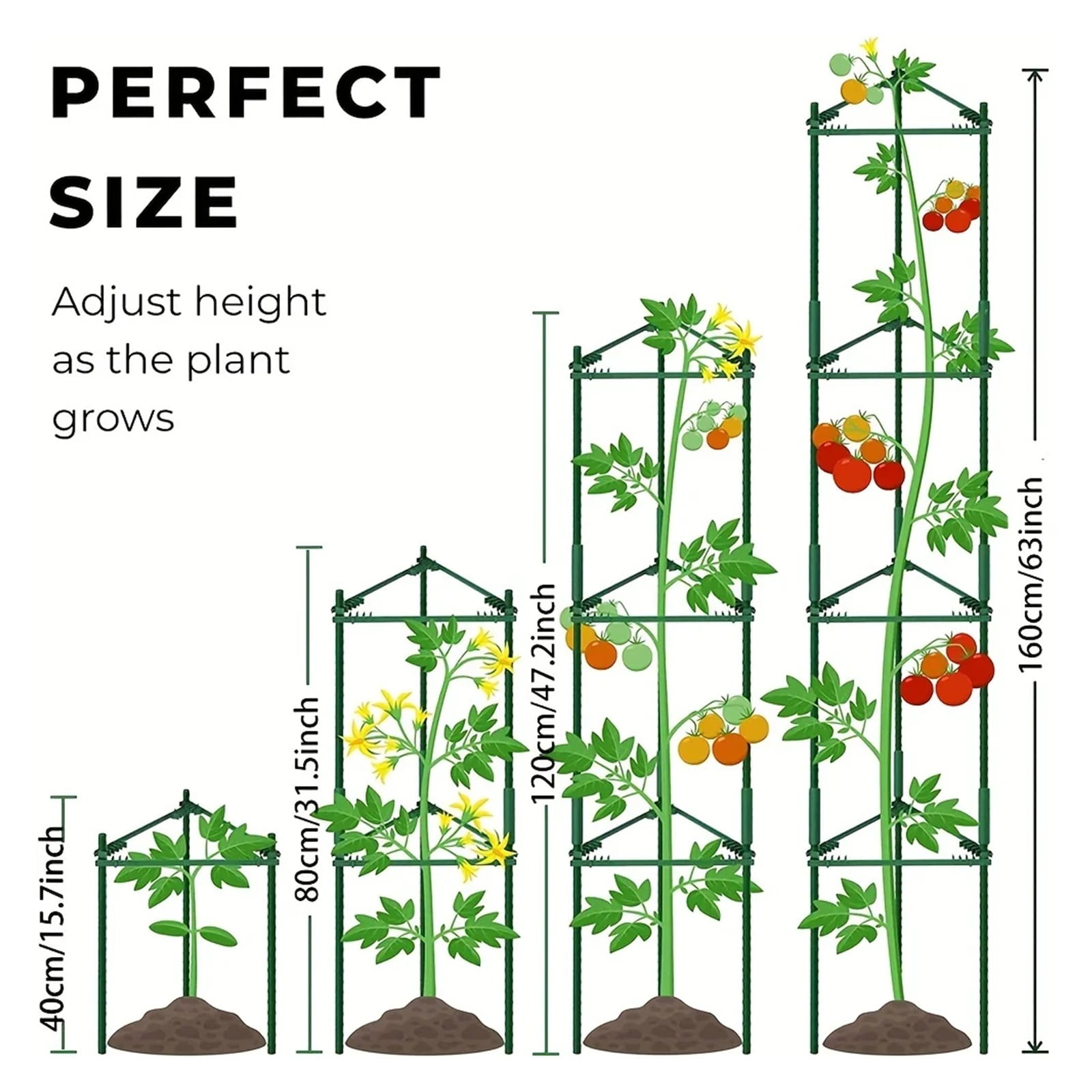 1 Pack Tomato Cage 3.9 Feet, Plant Support Cage Assembled Tomato Garden Cages Stakes Vegetable Support Trellis