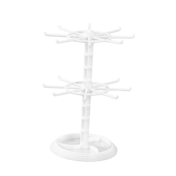 Organizador de joyas portátil, colgante, giratorio, duradero y ajustable. Blanco