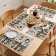 thumbnail image 5 of Knife and Fork Placemats Set of 6, Tableware Floral Non-Slip Place Mats Washable Table Mats for Kitchen Dining Table Decorations Indoor/Outdoor, 5 of 9