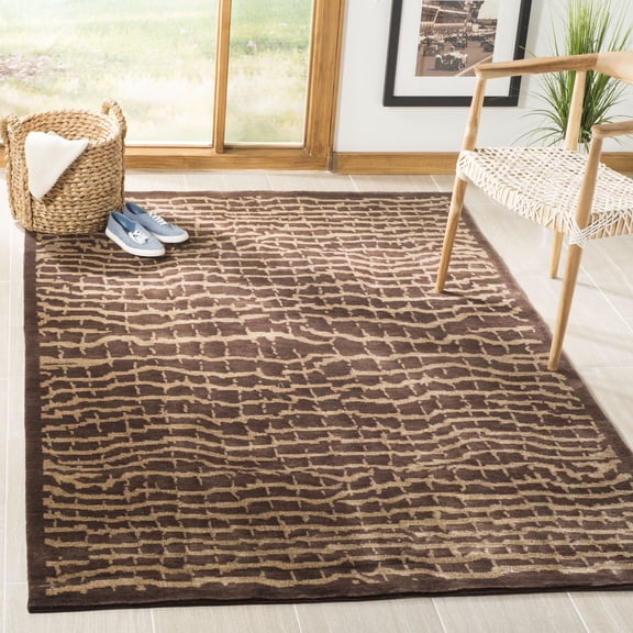 Safavieh Tibetan Lazar Abstract Wool Area Rug, Brown/Beige, 6' x 9'